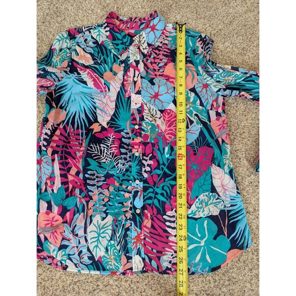 Talbots Shirt Womens Large The Classic Casual Button Up Jungle Botanical - Picture 7 of 10